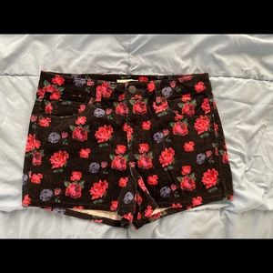 F21 Floral Velvet Shorts